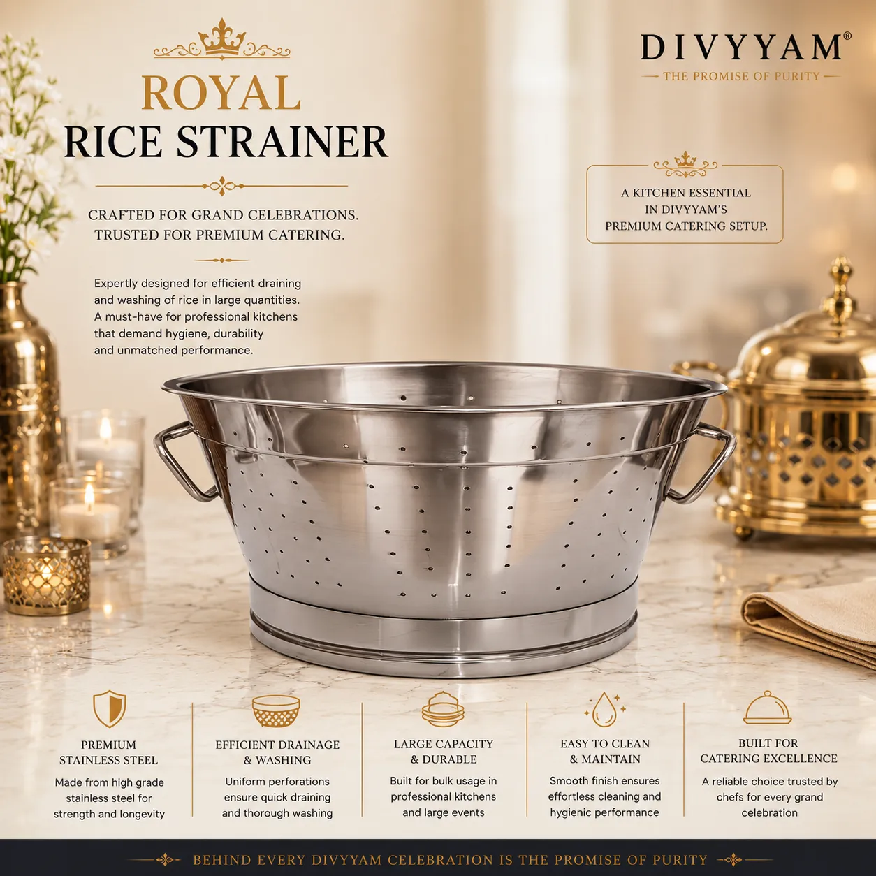 Royal Rice Strainer — Culinary Essentials by D I V Y A M®